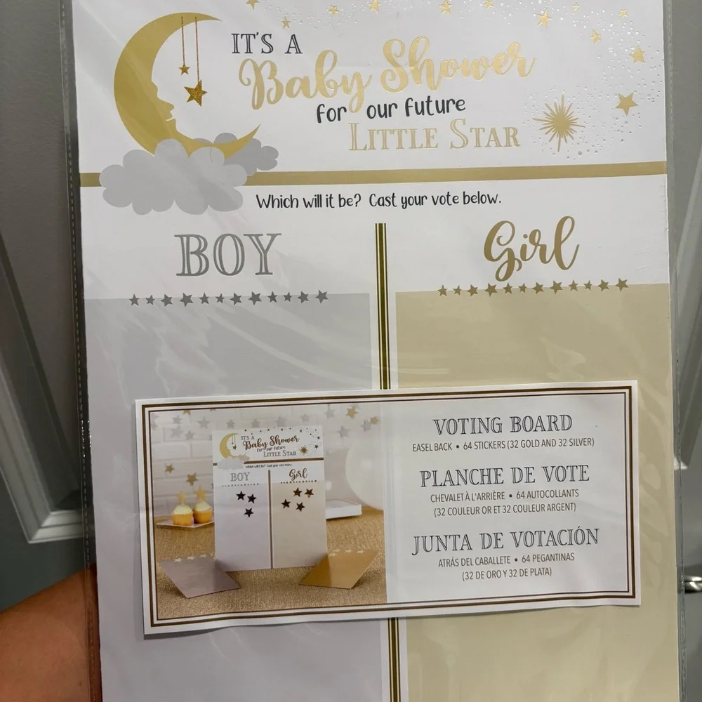 Baby Shower Gender Reveal Voting Board - Gold and Silver